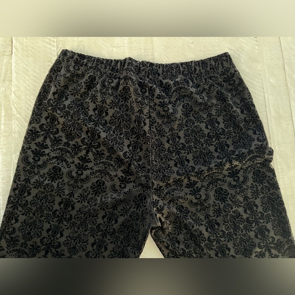 Soft Surroundings Black Velvet Avant Garde Damask Goth Leggins Size Medium - Picture 6 of 8